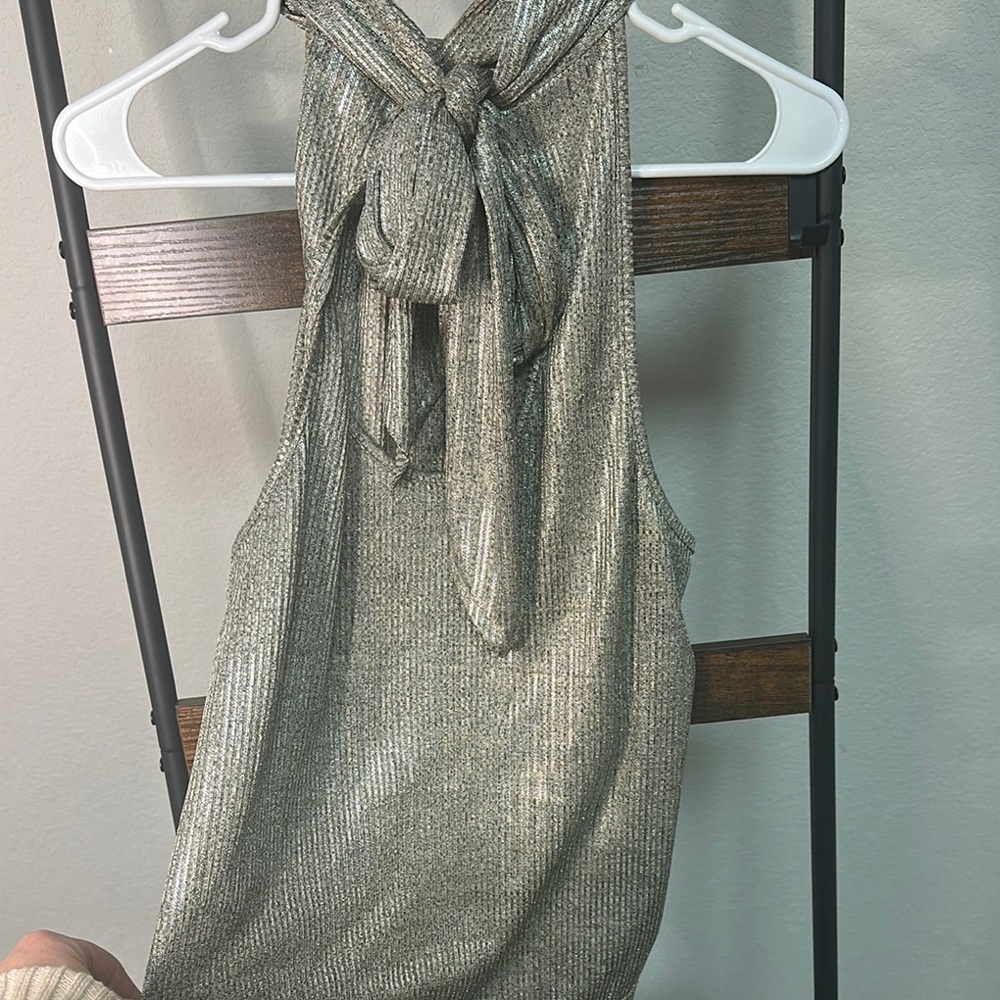 Shimmering Silver Halter Top